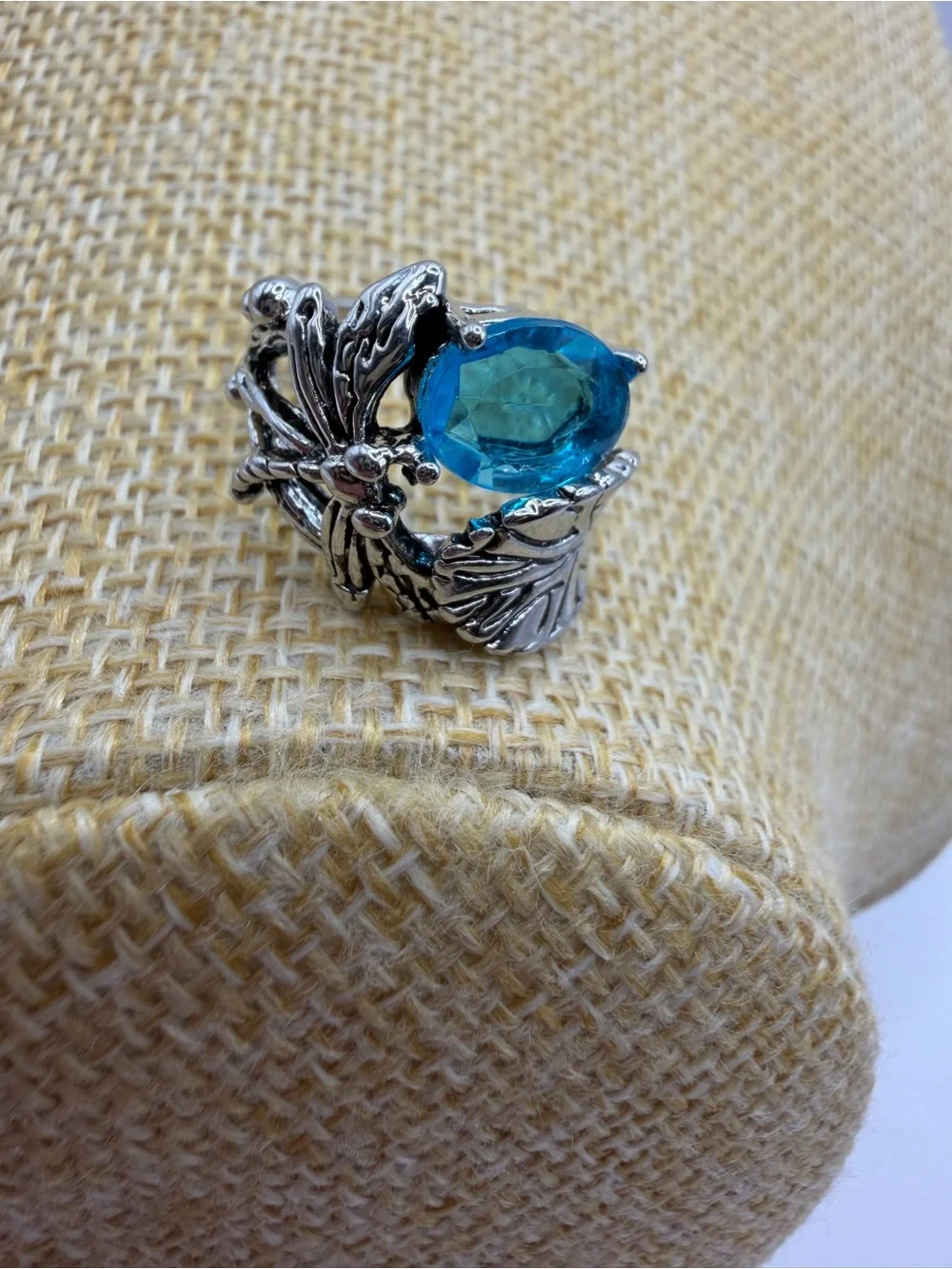 Jeweled DragonFly Ring Silver Band Blue Color Cubic Zirconia Insect Women’s 6